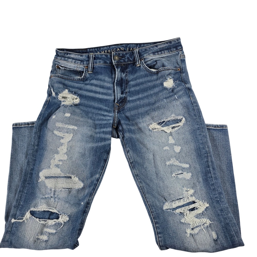 American Eagle Ne(x)t Level Airflex Slim Distressed Jeans Blue 33x30‎ Mens